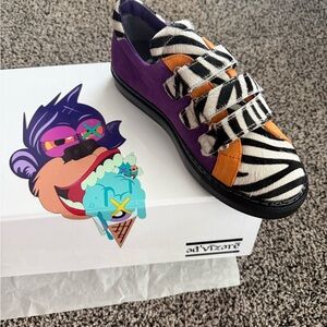 Kids /women’s Zebra Print Purple & Orange Sneakers. Limited Edition